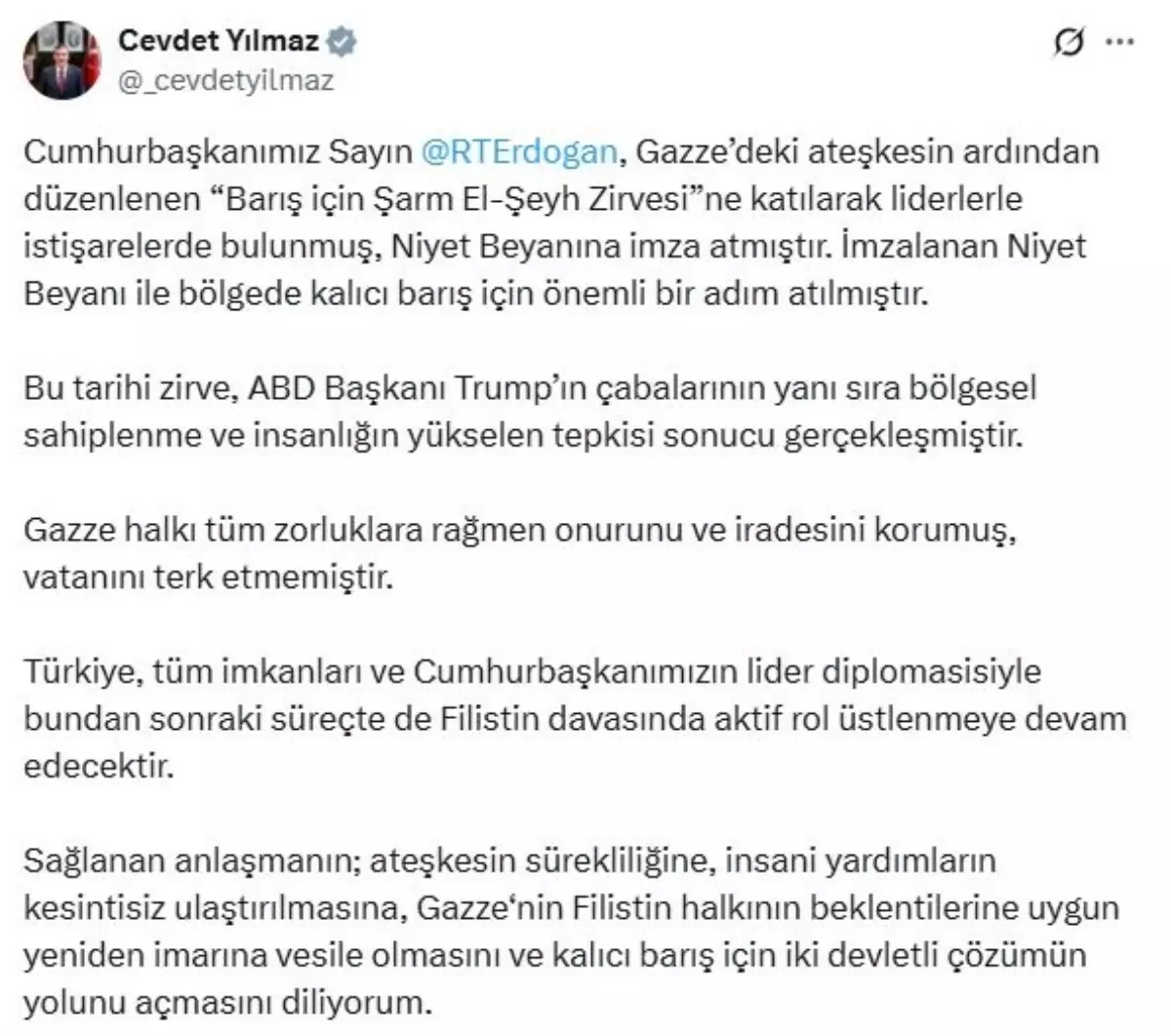 cevdet yilmaz turkiye filistin davasinda aktif rol ustlenecek CWuLwgbJ.jpg